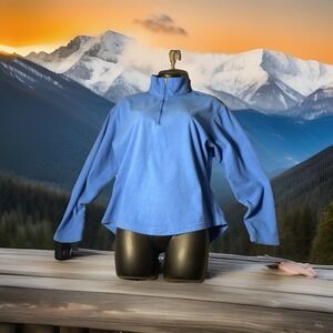 Marmot Jacket Women M Blue Fleece PolarTec Full Zip Mock‎ Neck Pockets Outdoor